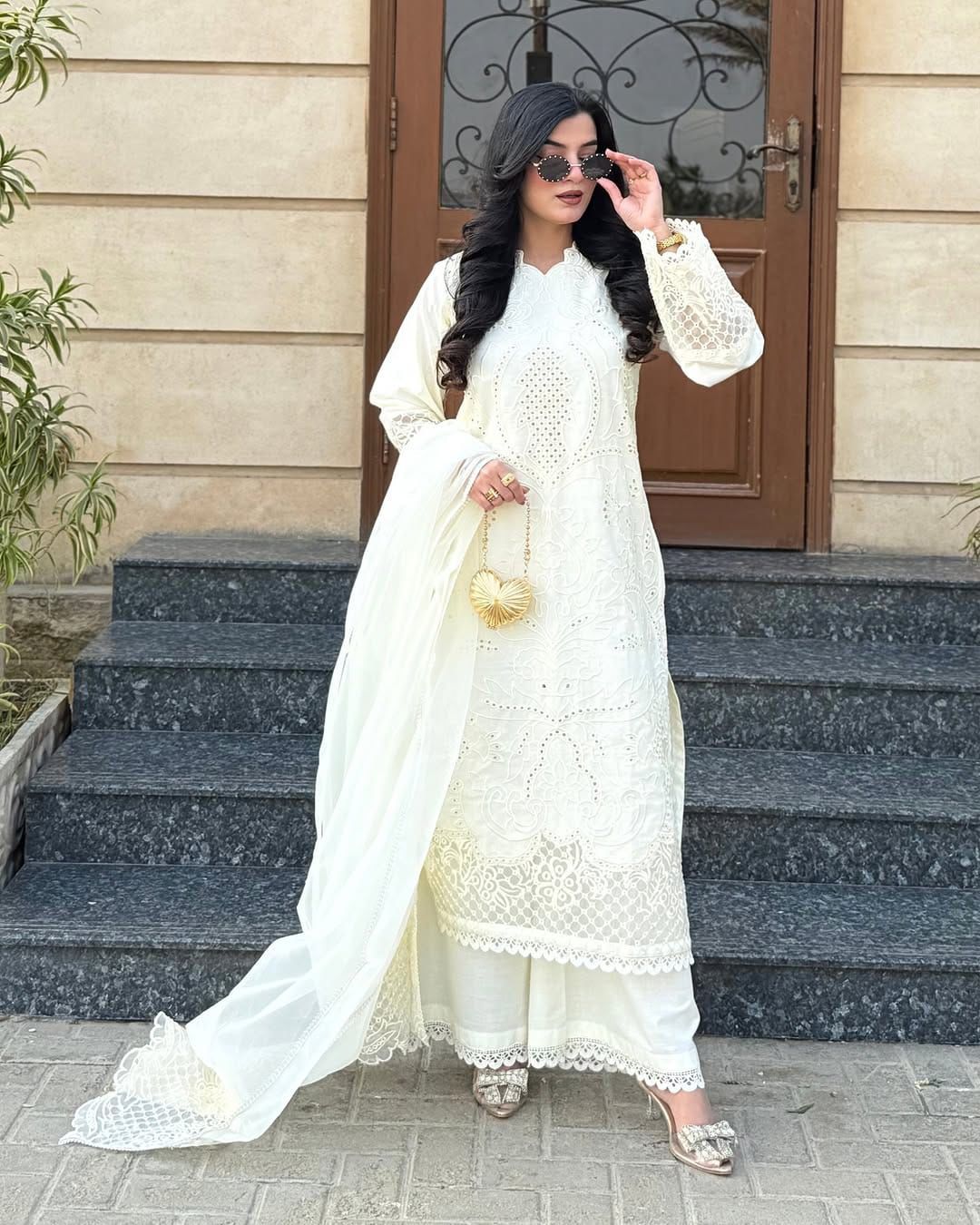 Unstitched 3PC Embroidered Lawn Suit - NF - 1026