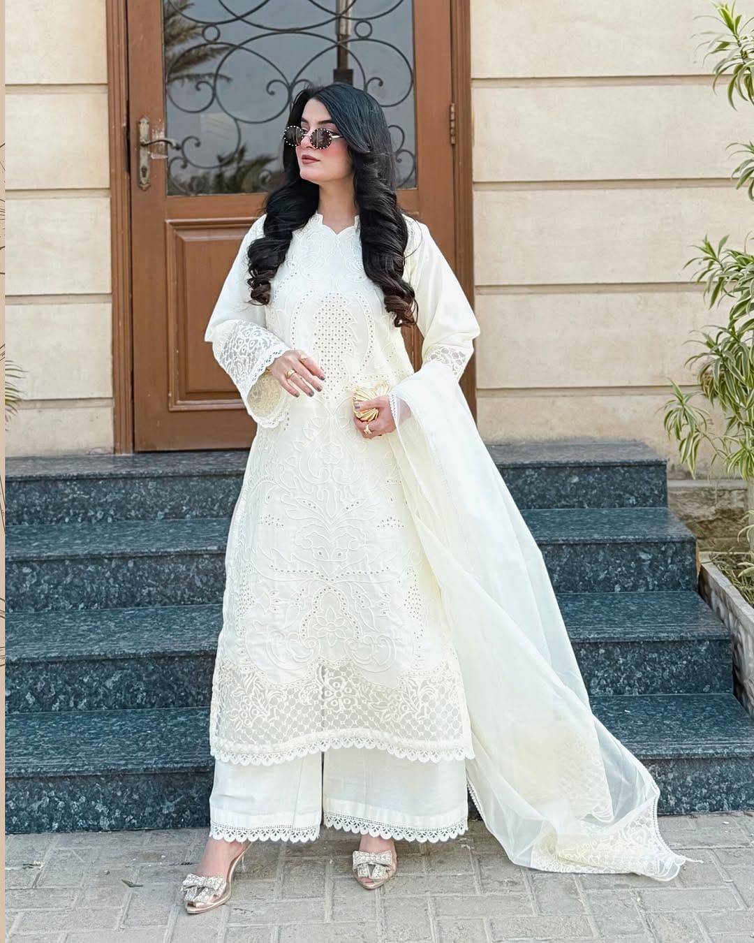 Unstitched 3PC Embroidered Lawn Suit - NF - 1026