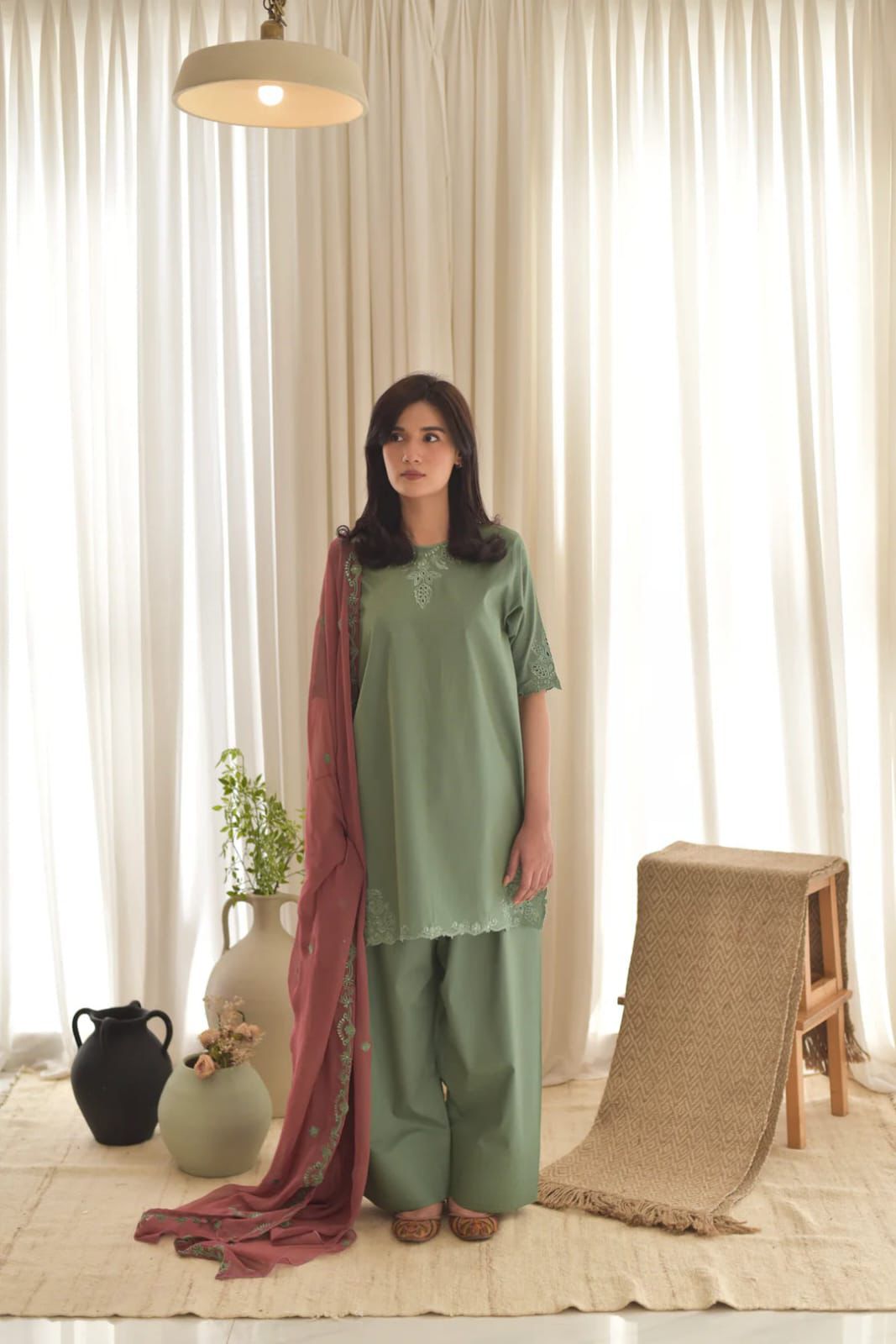 Unstitched 3PC Embroidered Lawn Suit - NF - 1130