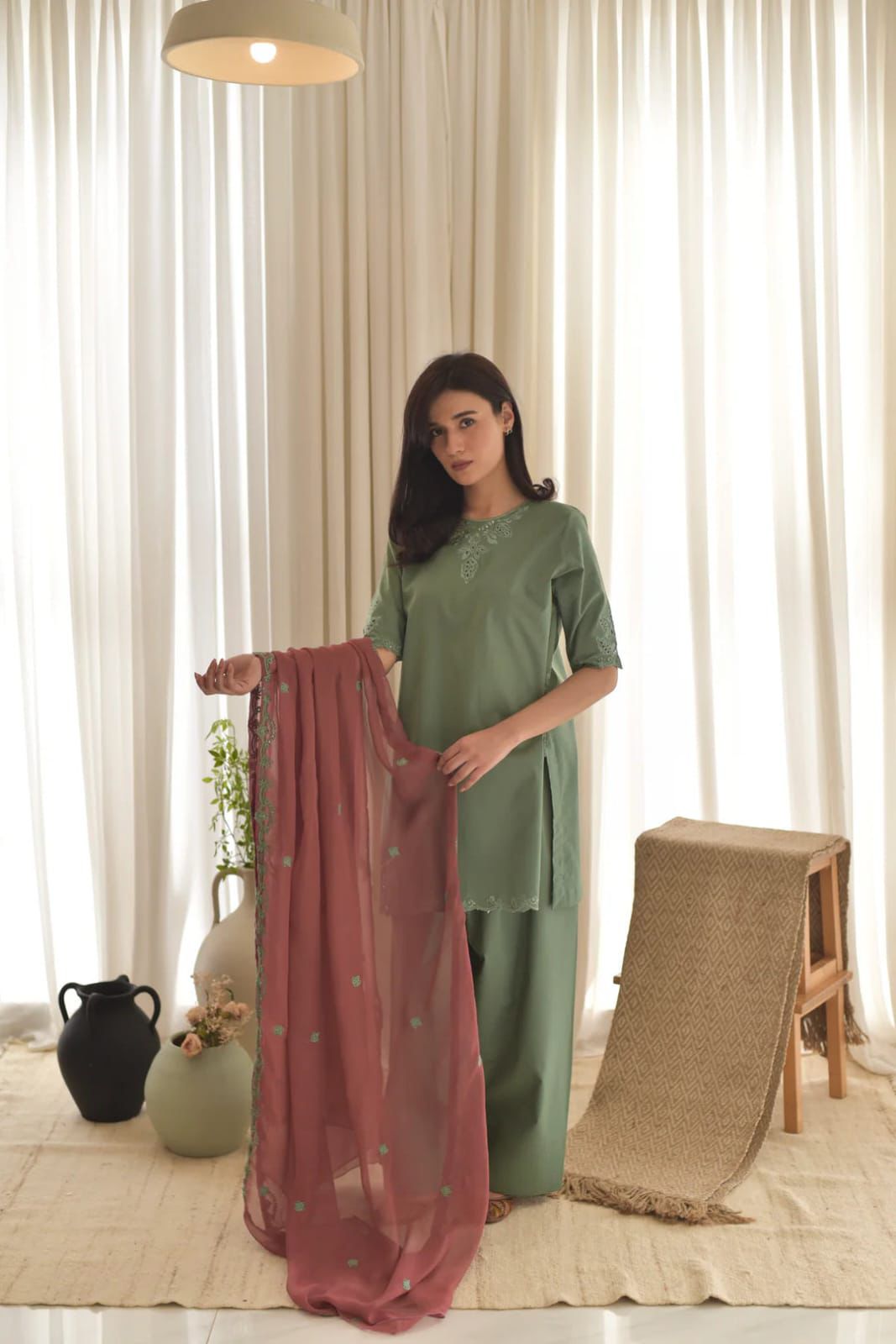 Unstitched 3PC Embroidered Lawn Suit - NF - 1130