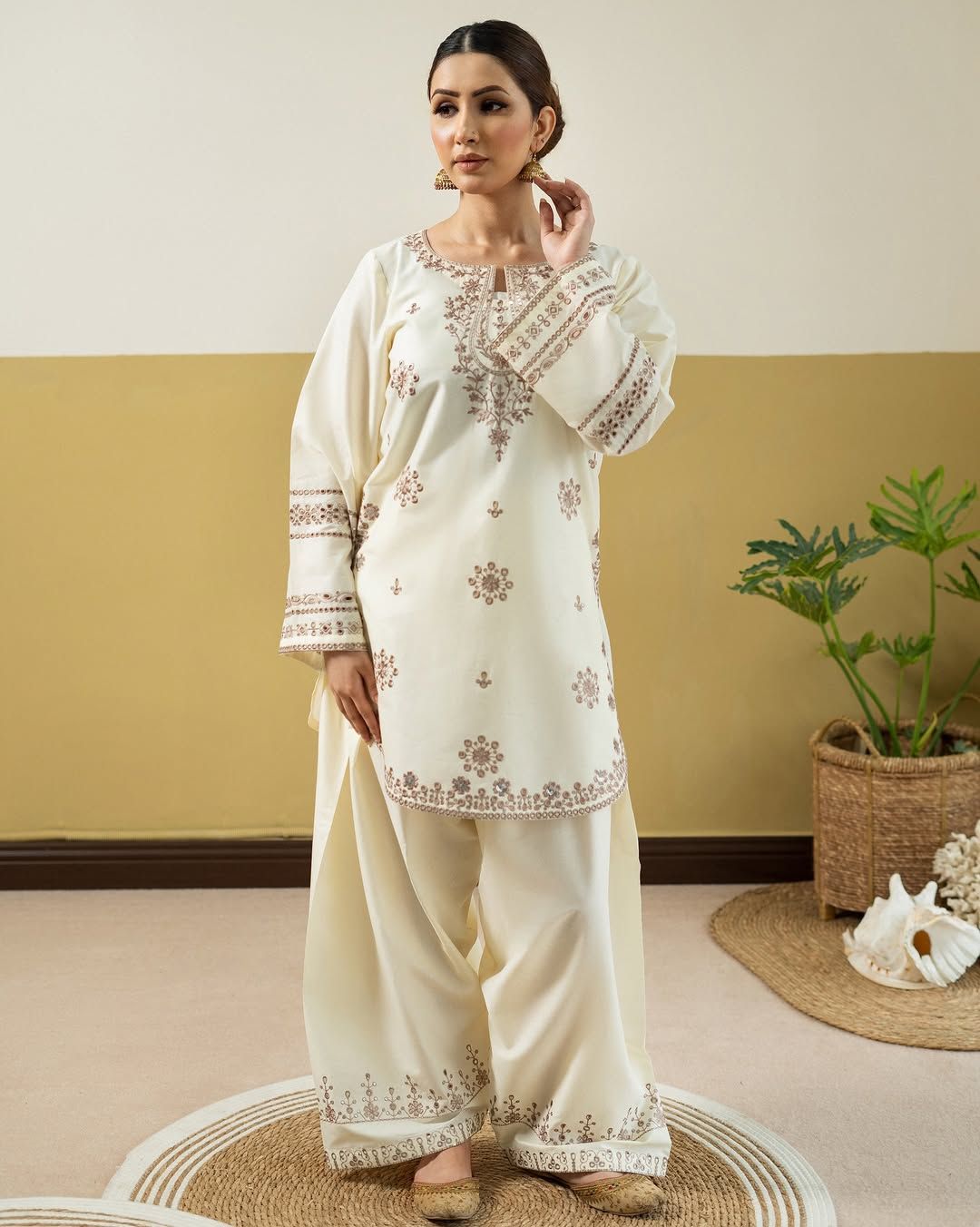 Unstitched 2PC Embroidered Lawn Suit - NF - 1143