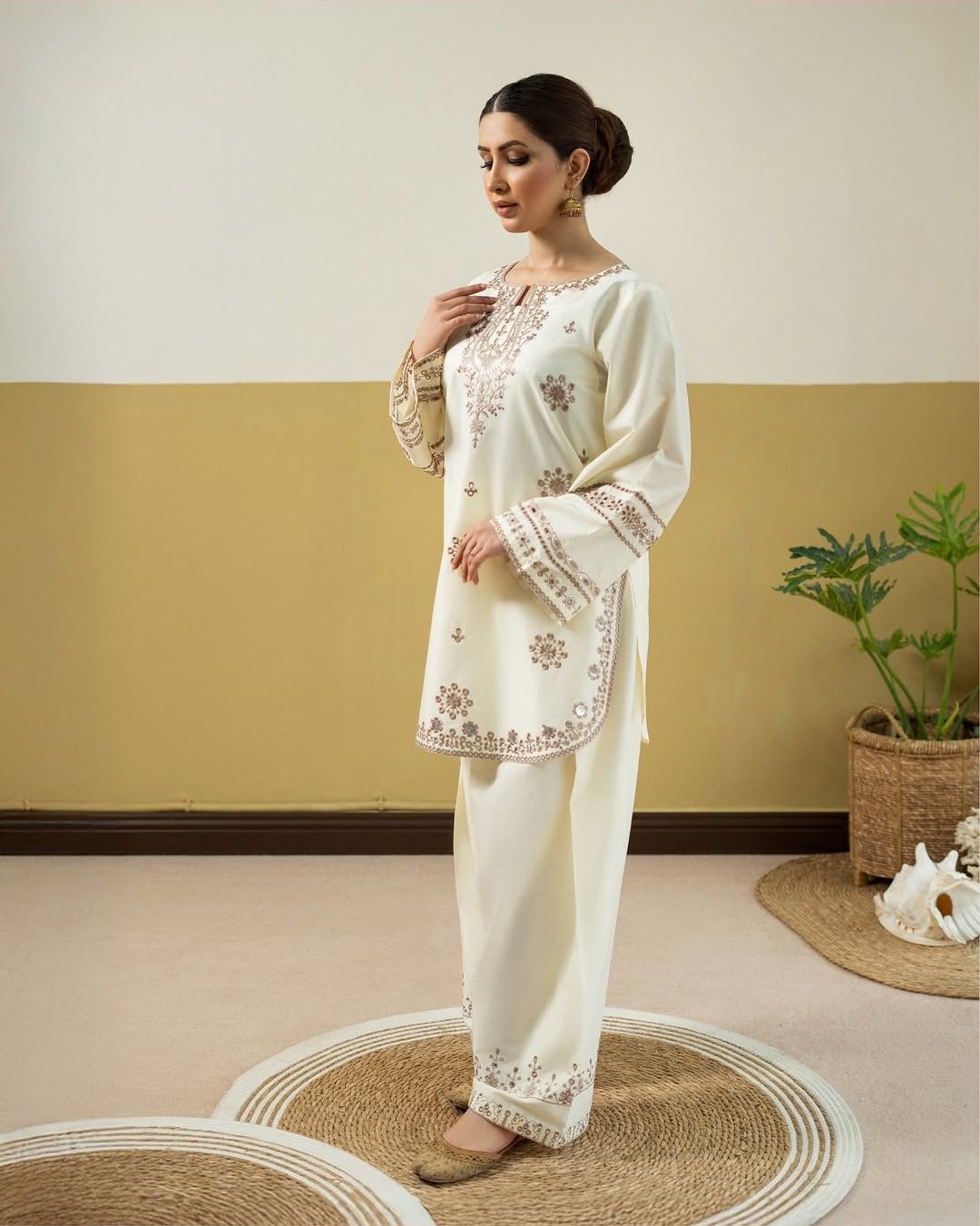 Unstitched 2PC Embroidered Lawn Suit - NF - 1143