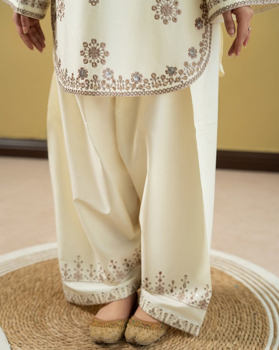 Unstitched 2PC Embroidered Lawn Suit - NF - 1143