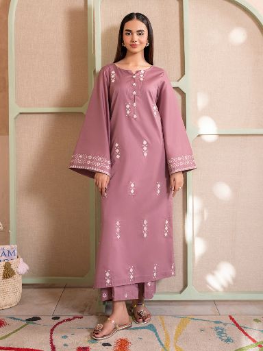 Unstitched 2PC Embroidered Lawn Suit - NF - 1125