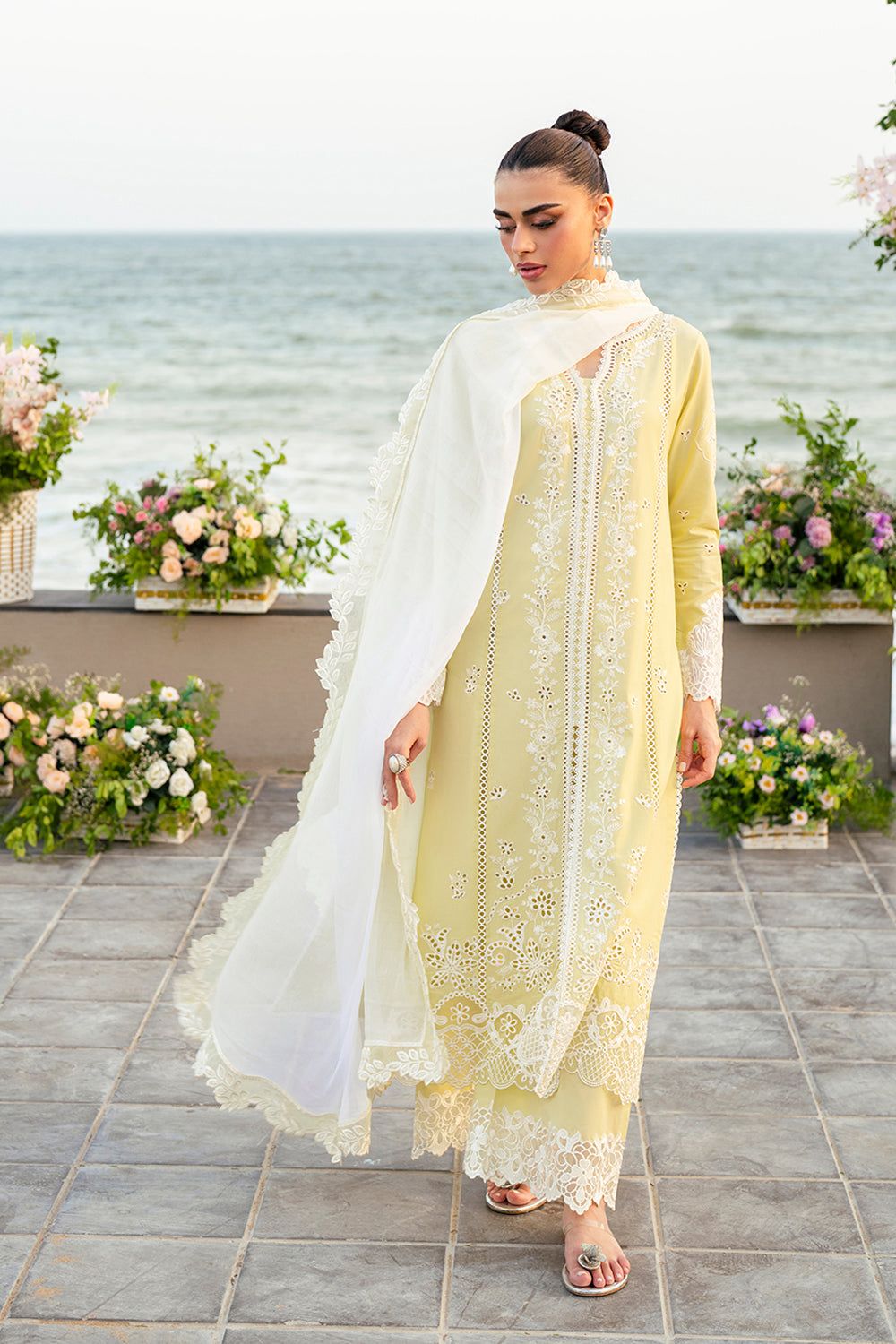 Unstitched 3PC Embroidered Lawn Suit - NF - 1141