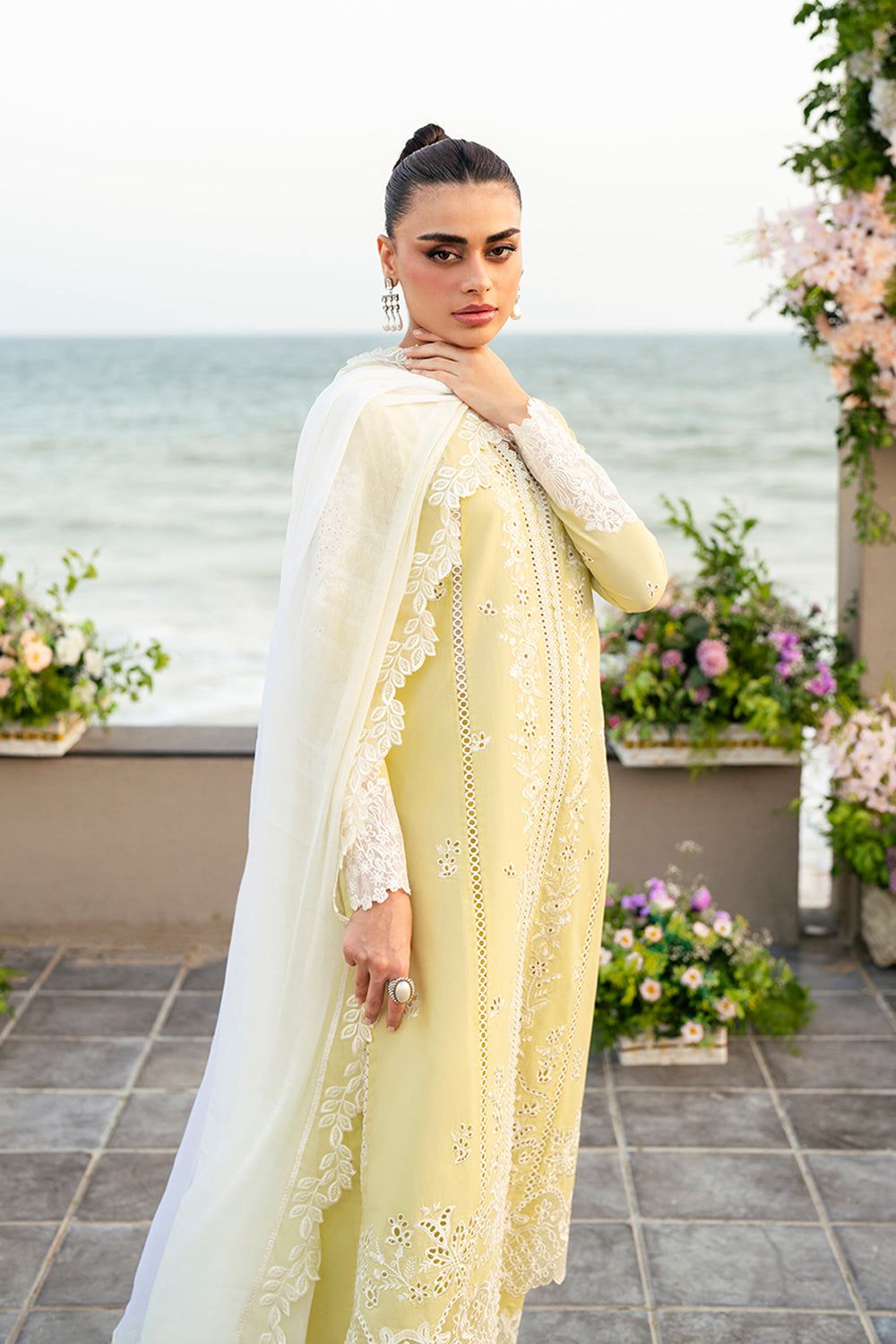 Unstitched 3PC Embroidered Lawn Suit - NF - 1141