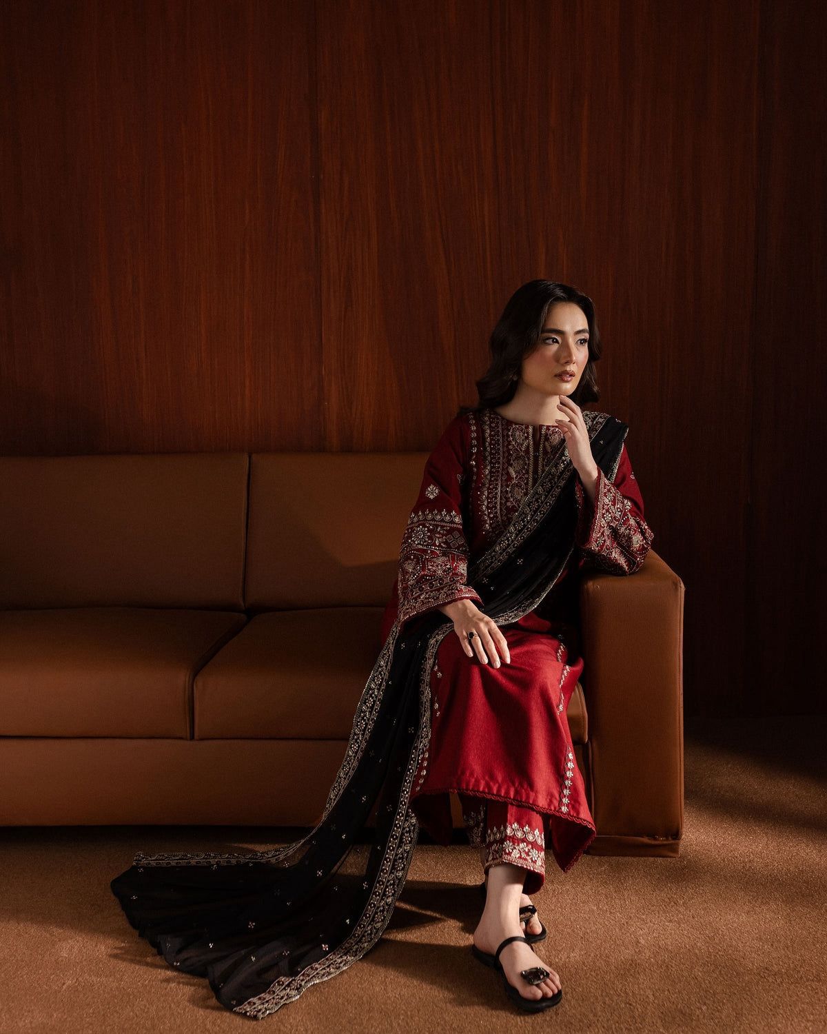 Unstitched 3PC Embroidered Lawn Suit - NF -