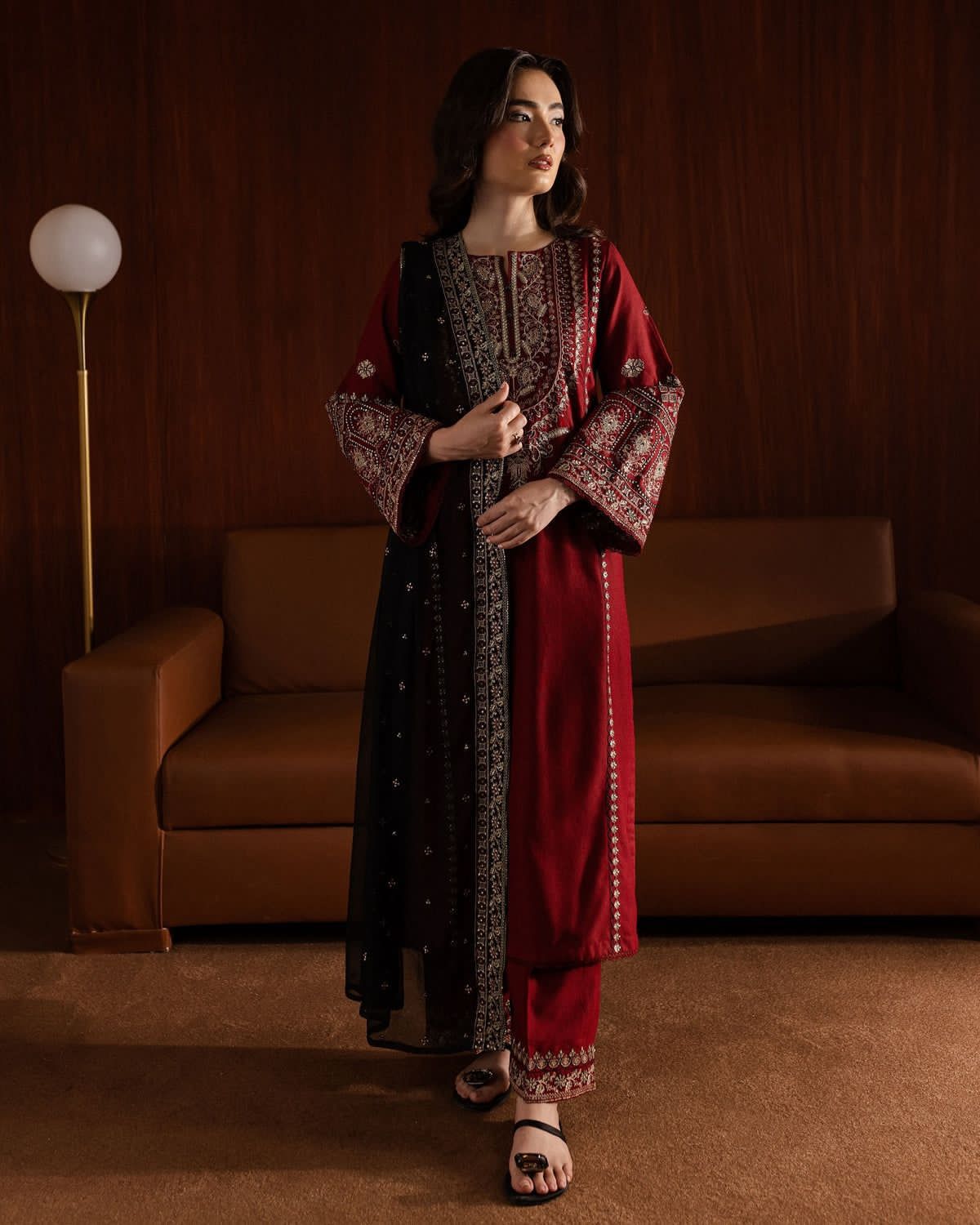 Unstitched 3PC Embroidered Lawn Suit - NF -