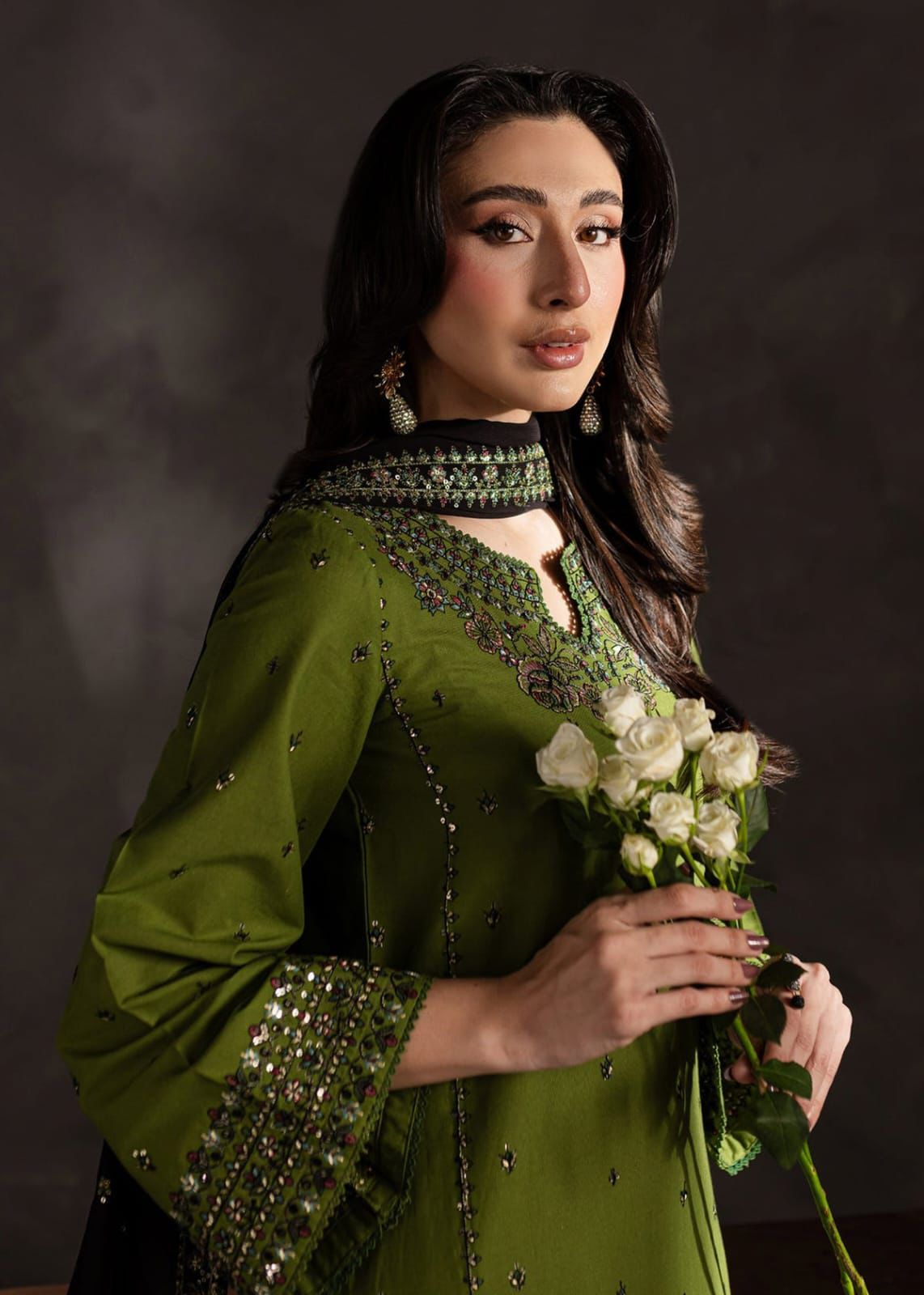 Unstitched 3PC Embroidered Lawn Suit - NF