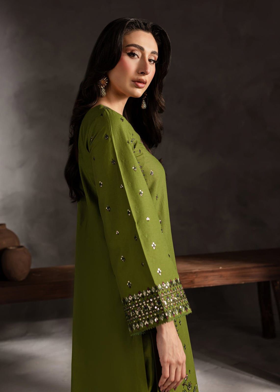Unstitched 3PC Embroidered Lawn Suit - NF