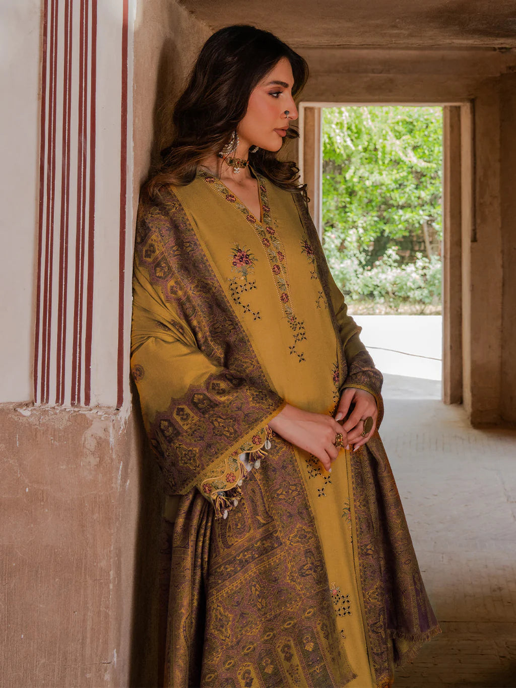 Lawn-3PC Chikankari Embroidered With Digital Printed Jacquard Dupatta-SS 5044