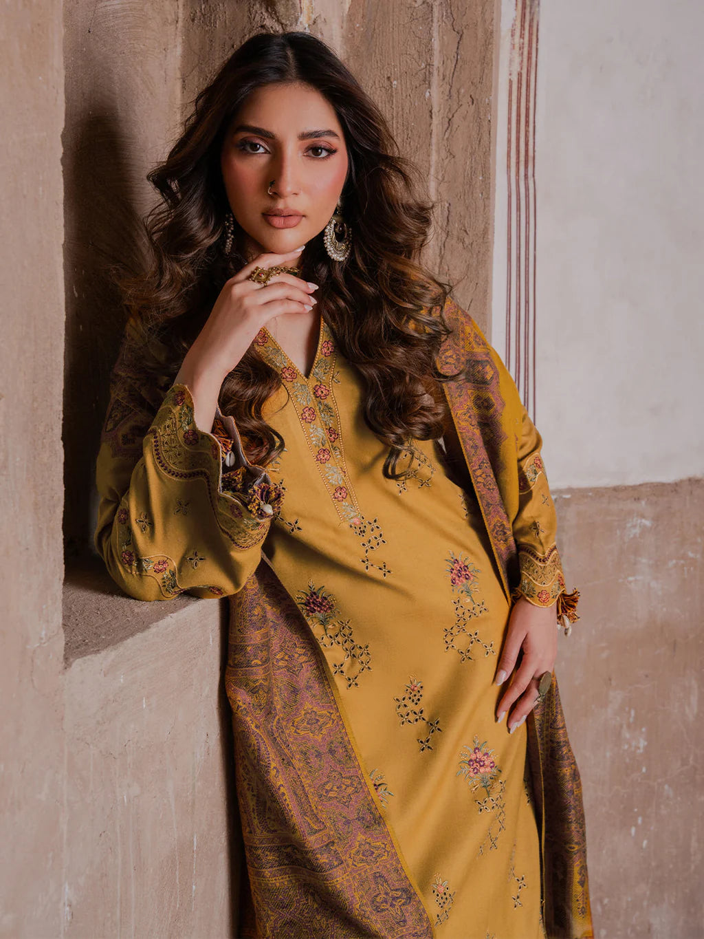 Lawn-3PC Chikankari Embroidered With Digital Printed Jacquard Dupatta-SS 5044