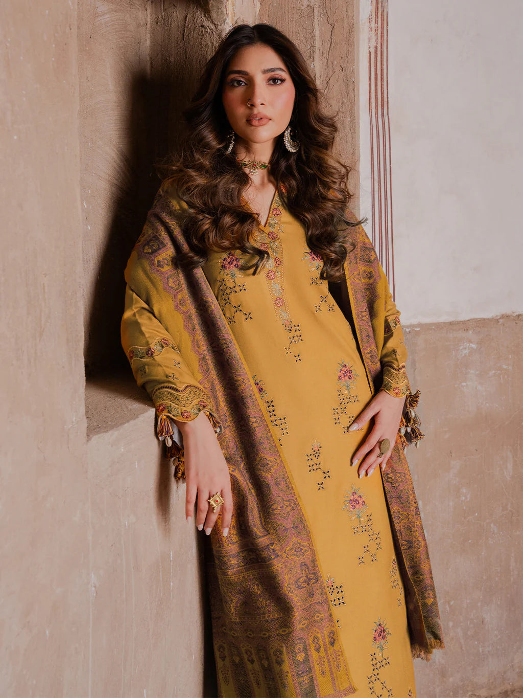 Lawn-3PC Chikankari Embroidered With Digital Printed Jacquard Dupatta-SS 5044