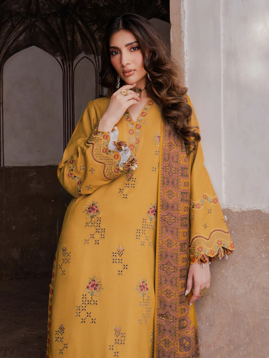 Lawn-3PC Chikankari Embroidered With Digital Printed Jacquard Dupatta-SS 5044