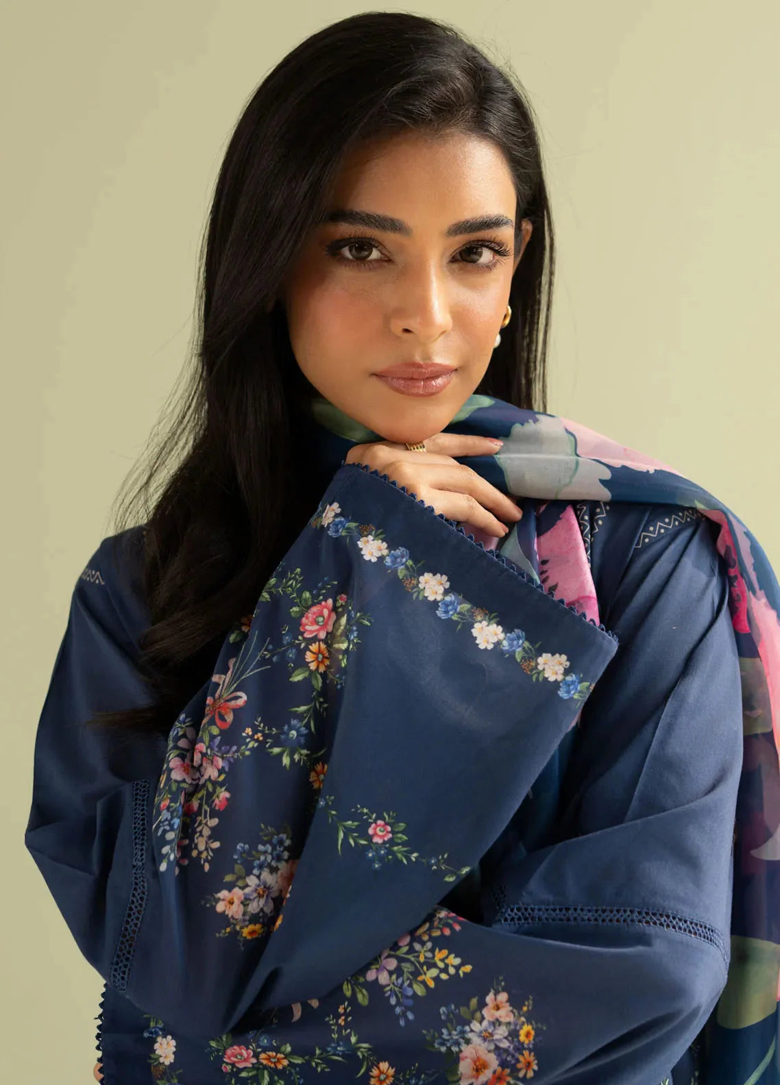Embroidered Lawn 3 Piece Shirt Trouser and Dupatta- TFS-428