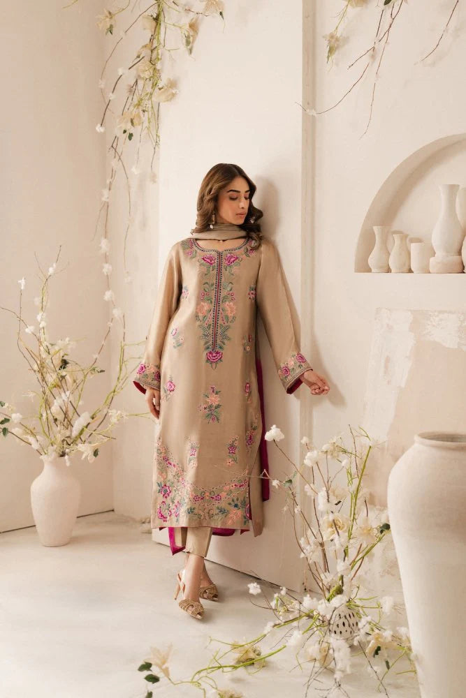 Lawn-3PC Embroidered Shirt with Chiffon Tie Dye Dupatta-SS 5105