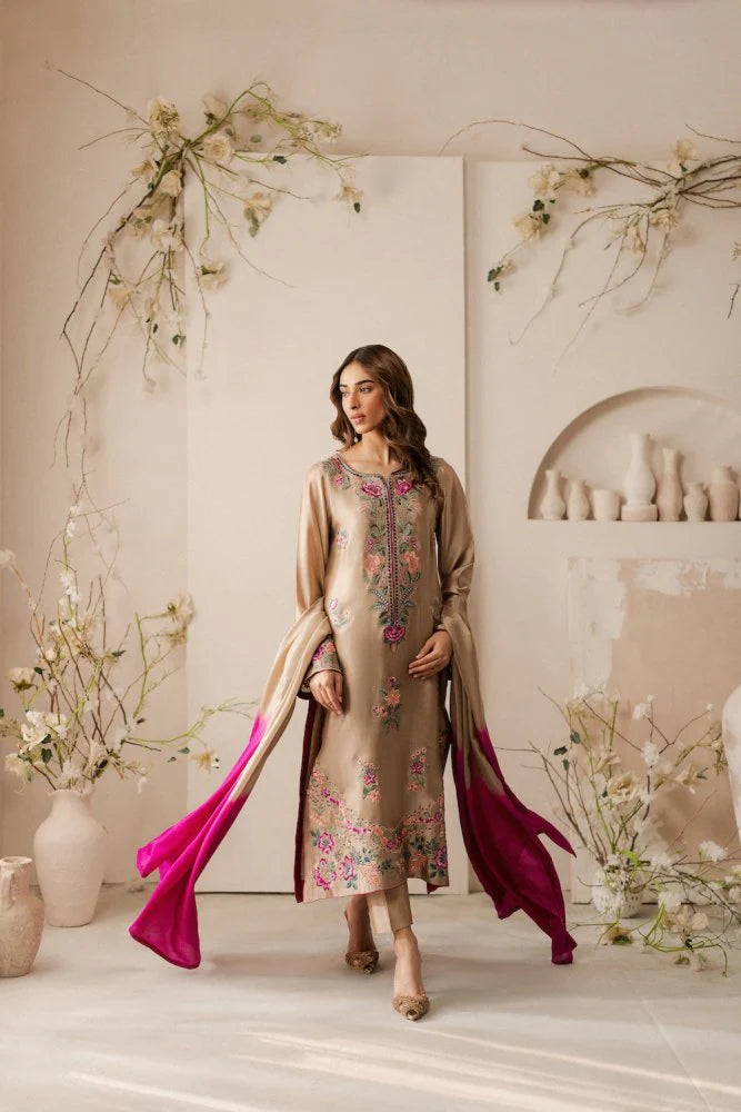 Lawn-3PC Embroidered Shirt with Chiffon Tie Dye Dupatta-SS 5105