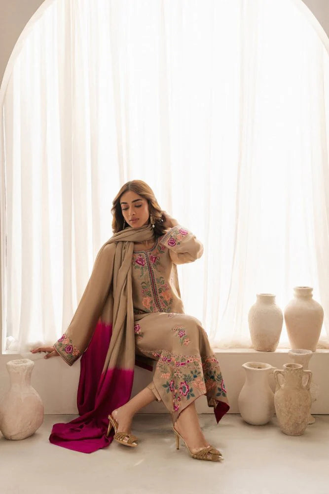 Lawn-3PC Embroidered Shirt with Chiffon Tie Dye Dupatta-SS 5105