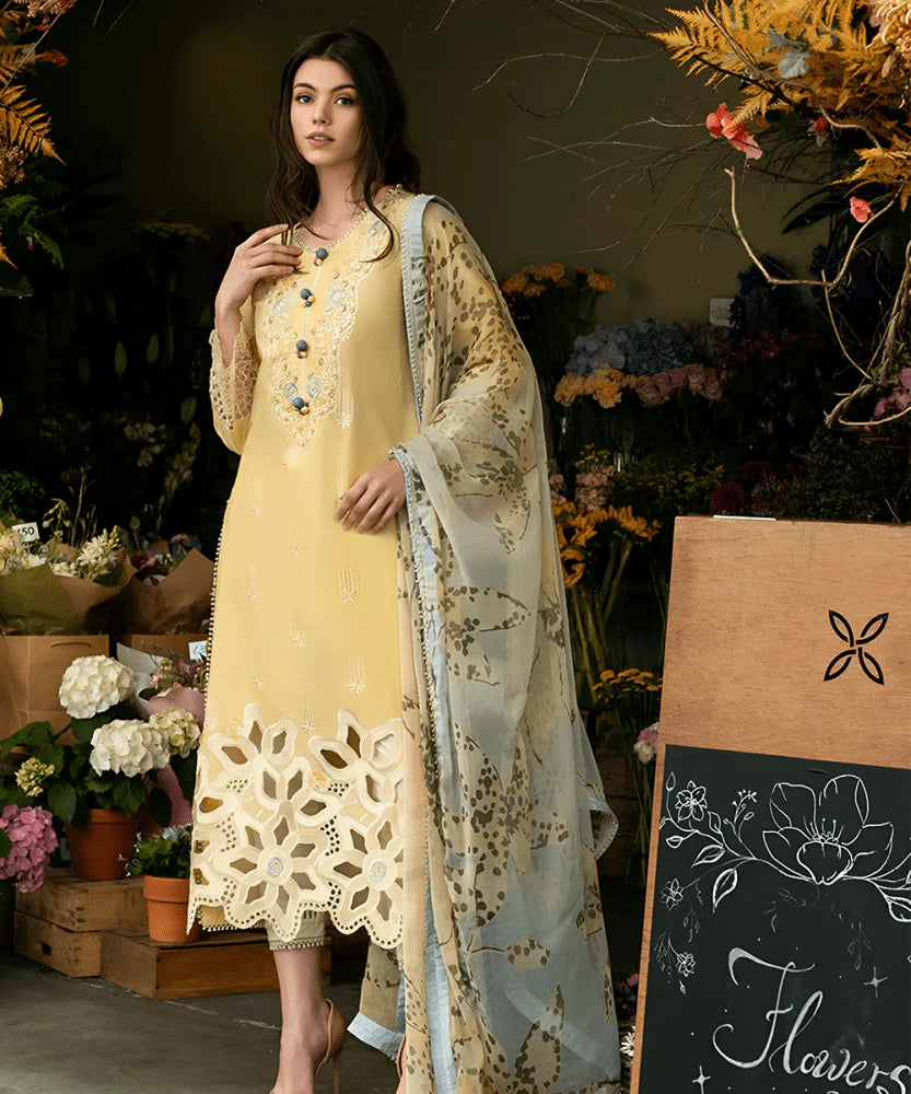 Lawn-3PC Embroidered with Digital printed Dupatta- SS 5134