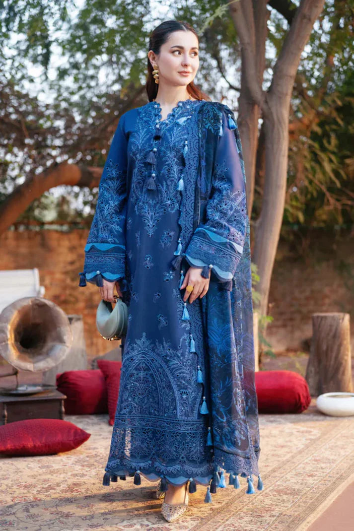 Summer 3PC Lawn Chikenkari Embroidered Shirt - TFS - 438
